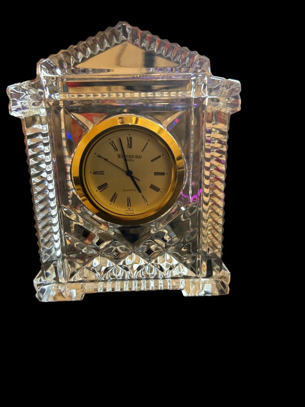 Vintage Waterford Crystal Lismore 4" Miniature Arch Mantel Desk Clock Tested
